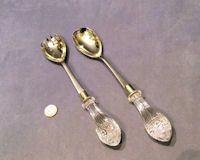 Pair of Nickel and Glass Salad Servers C64