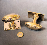 Pair of Oval Brass Door Handles, 2 pairs available DH1205