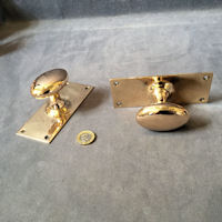 Pair of Oval Brass Door Handles, 3 pairs available DH895