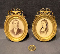 Pair of Oval Brass Photo Frames