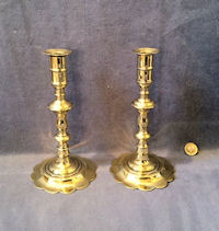 Pair of Petal Based Brass Candlesticks