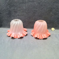 Pair of Pink and Frosted Glass Lamp Shades S477