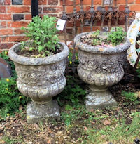 Pair of Reconstituted Stone Garden Urns