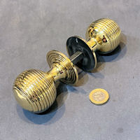 Pair of Ribbed Brass Door Handles DH1133
