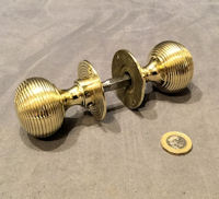 Pair of Ribbed Brass Door Handles