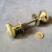 Pair of Ribbed Brass Door Handles, 3 pairs available DH859