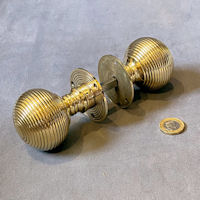 Pair of Ribbed Brass Door Handles DH970