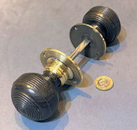 Pair of Ribbed Ebony Door Handles, 2 pairs available DH1172