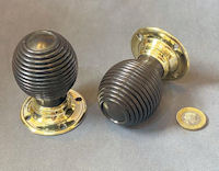 Pair of Ribbed Ebony Door Handles DH1188
