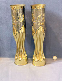 Pair of Trench Art Brass Shell Case SC309