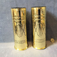 Pair of Trench Art Decorated Brass Shell Cases SC276