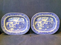 Pair of Willow Pattern Platters P82