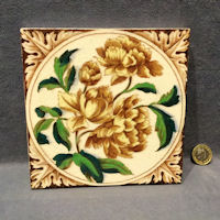 Peony Flower Glazed Tile, 2 available T201