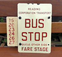 Reading Corporation Bus Stop Enamel Sign