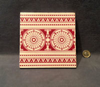 Red on White Minton Tile, 5 available T171