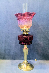 Ruby Glass and Brass Oil Side Lamp OL143