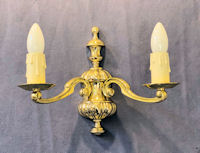 Run of Brass Twin Branch Electric Wall Lights, 12 matching available WL234