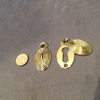 Run of Ribbed Brass Keyhole Covers, 3 available KC537