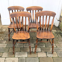 Set of 4 Beech and Elm Slat Back Chairs