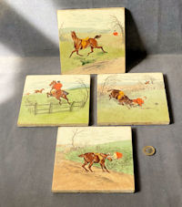 Set of 4 Ceramic Hunting Tiles