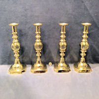 Set of 4 Matching Good Luck Brass Candlesticks CS215