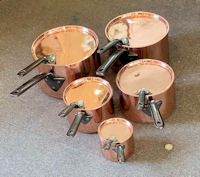 Set of 5 Matching Copper Saucepans with Lids SP233