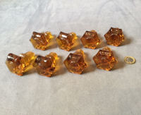Set of 8 Amber Glass Drawer Handles