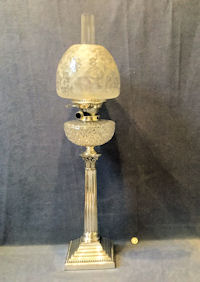 Silver Plated Corinthian Column Oil Lamp OL141