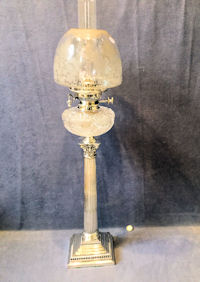 Silver Plated Corinthian Column Oil Side Lamp