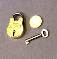 Small Brass Padlock and Key PL61