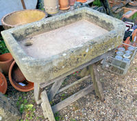 Rectangular Stone Sink with Oak Stand