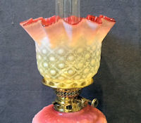 Vaseline and Cranberry Glass Oil Lamp Shade