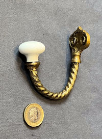 WT&S Brass & Ceramic Hat or Coat Hook CH74