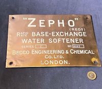 Zepho Water Softener Brass Makers Plate NP456