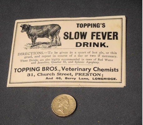 10 Labels for Topping's Slow Fever Drink, 8 packs available