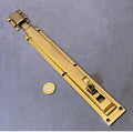 10" Pink Brass Door Bolt — Brass, 1920's