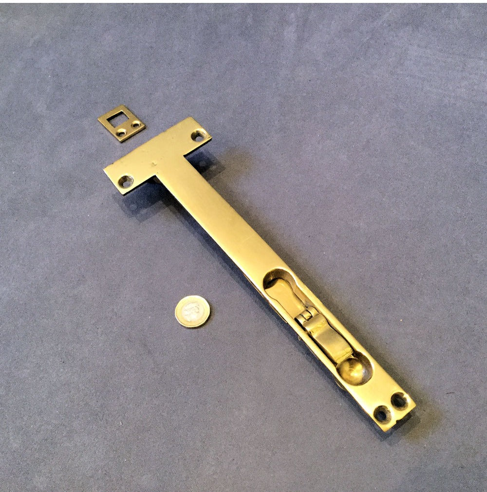 10" Recessed Brass Door Bolt — view 3
