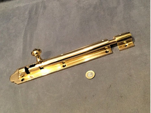 11" Brass Door Bolt — Brass, late 19th century