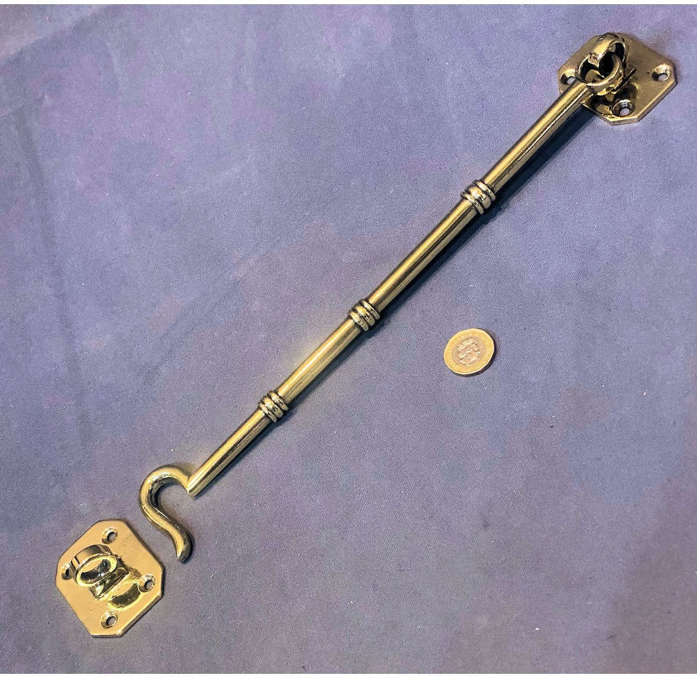 12" Brass Door Hook & Eye — view 2