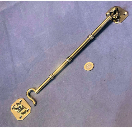 12" Brass Door Hook & Eye — view 2