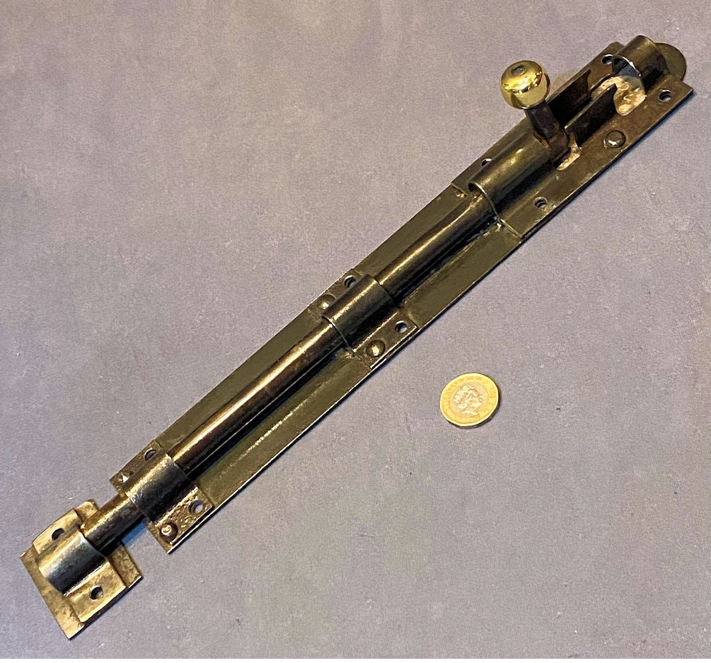 12" Wrought Iron Door Bolt — Wrought iron, late 19th century