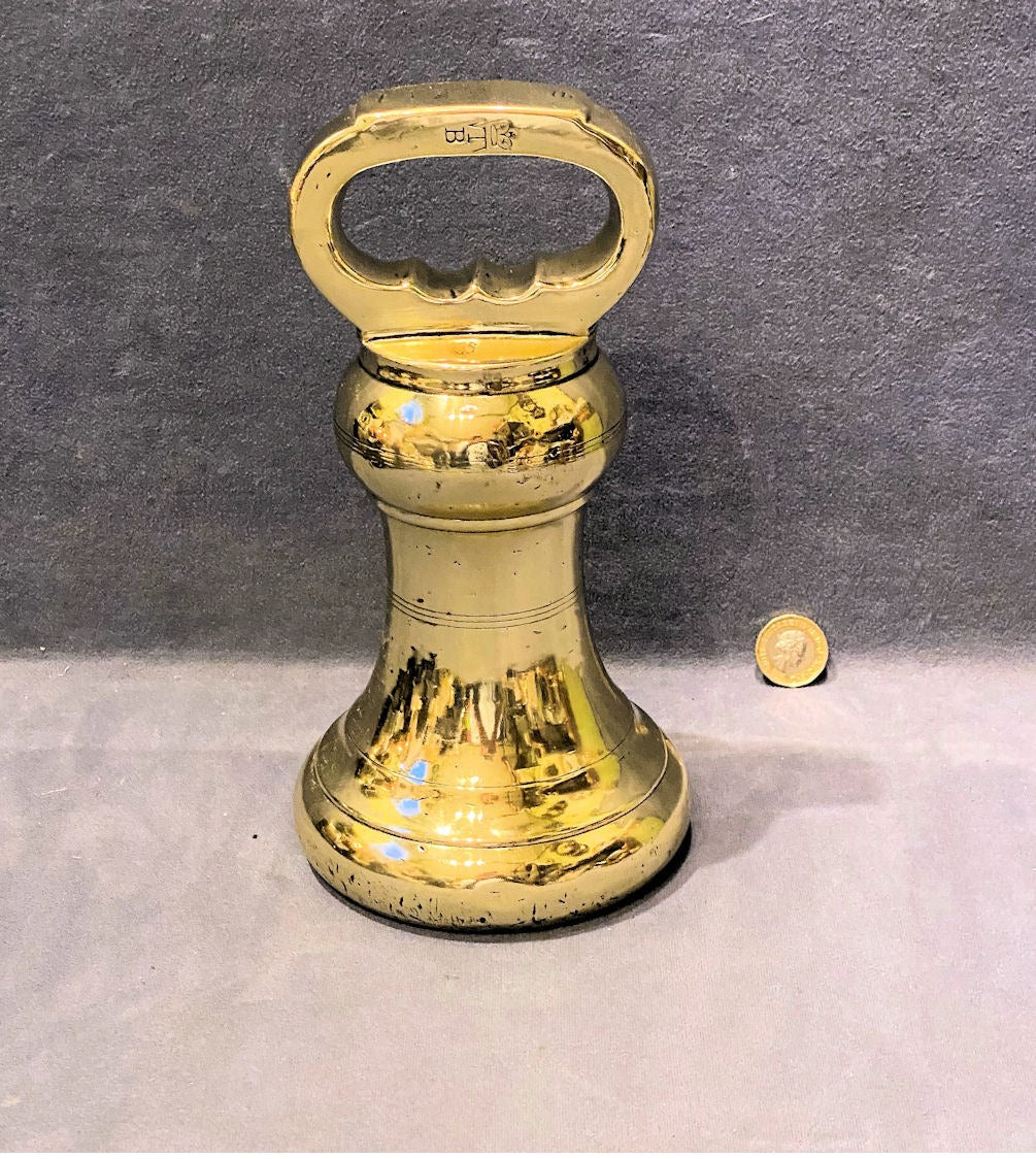 14lb Brass Weight — Brass, late 19th century
