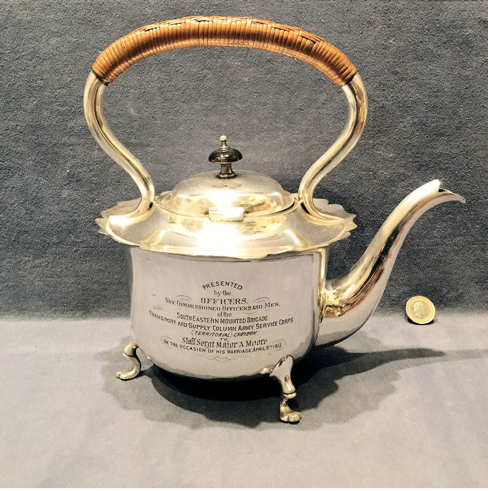 1912 Engraved Nickel Plated Kettle — Nickel, 1912
