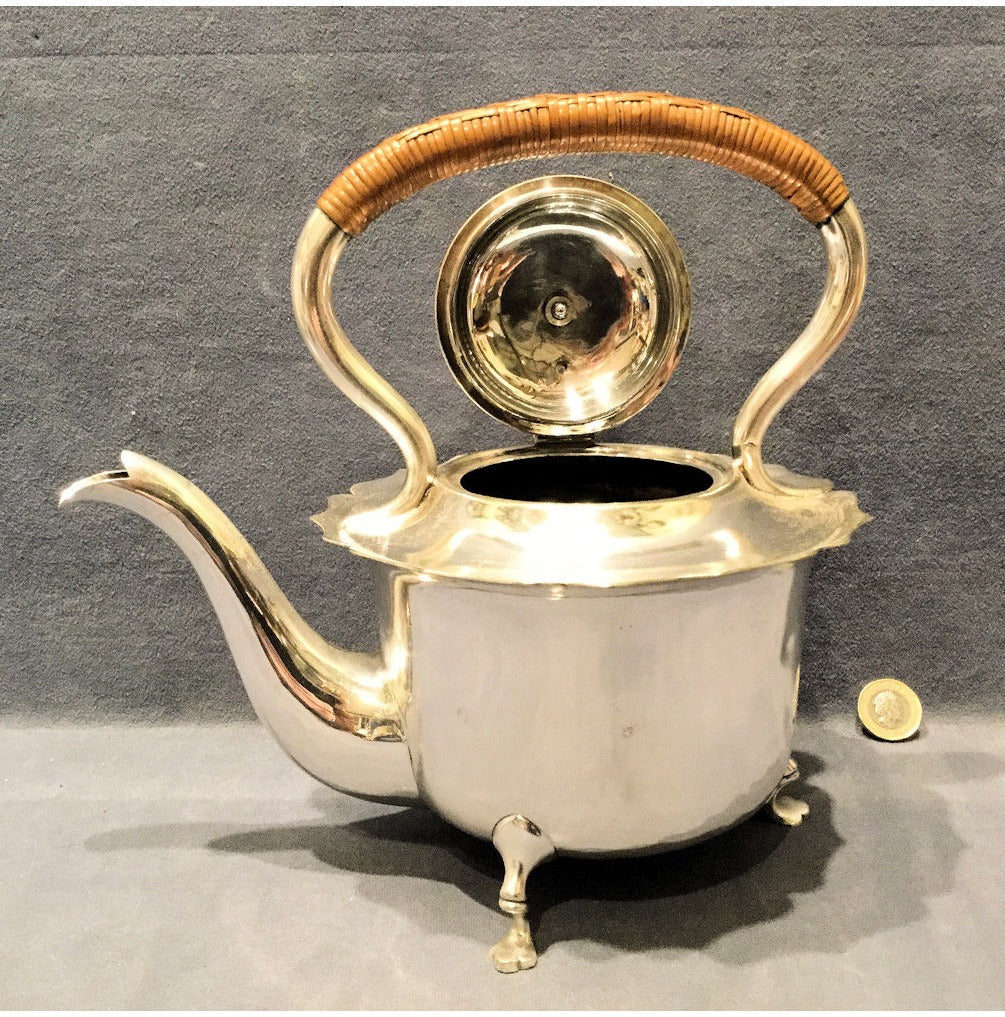 1912 Engraved Nickel Plated Kettle — view 2