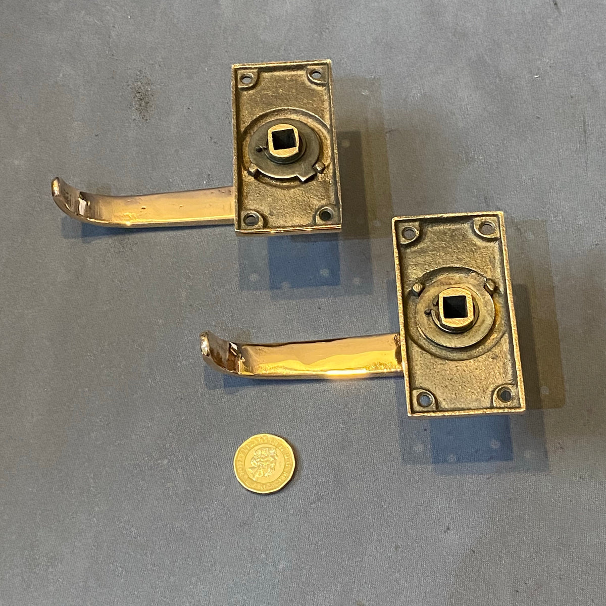 Pair of Brass Lever Door Handles