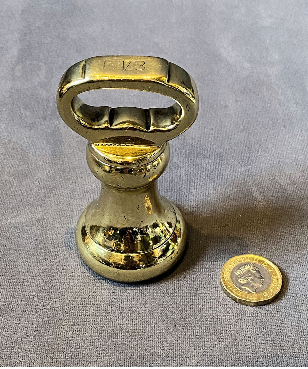 1lb Brass Shop Counter Weight — Brass, circa 1900
