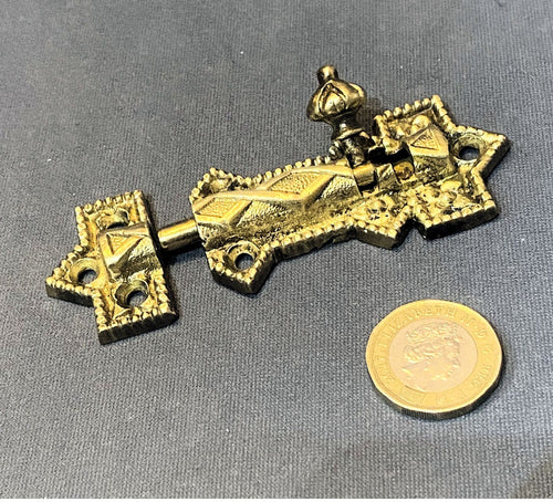 2.5" Brass Cupboard Door Bolt — Brass, late 19th century