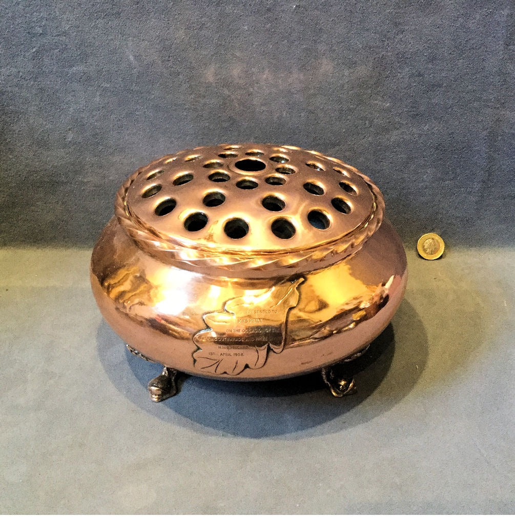 2 Piece Copper Presentation Flower Holder — Copper, 1958