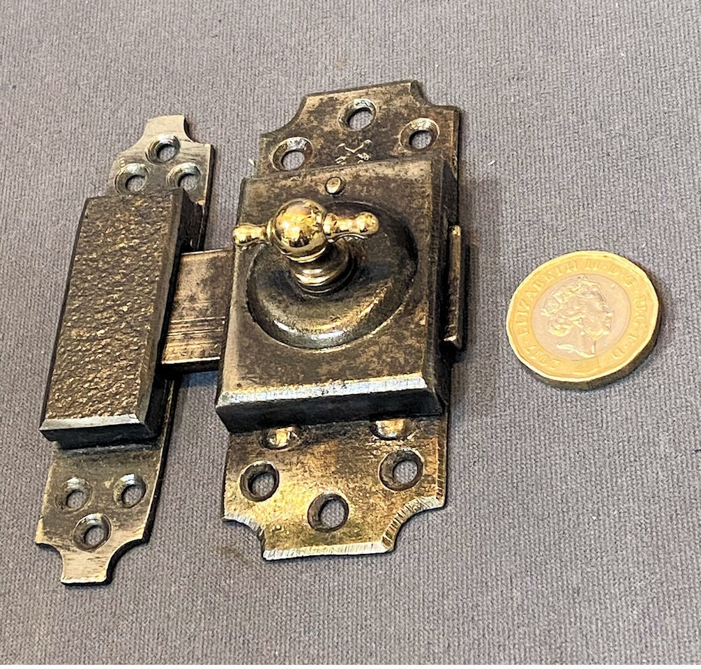 2 Piece Cupboard Catch — Brass, circa 1900