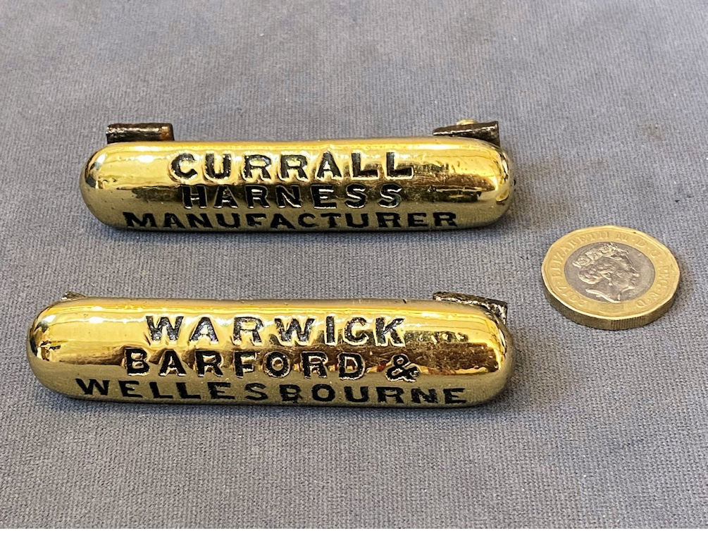 2 Piece Saddlers Brass Name Plates — Brass, late 19th century